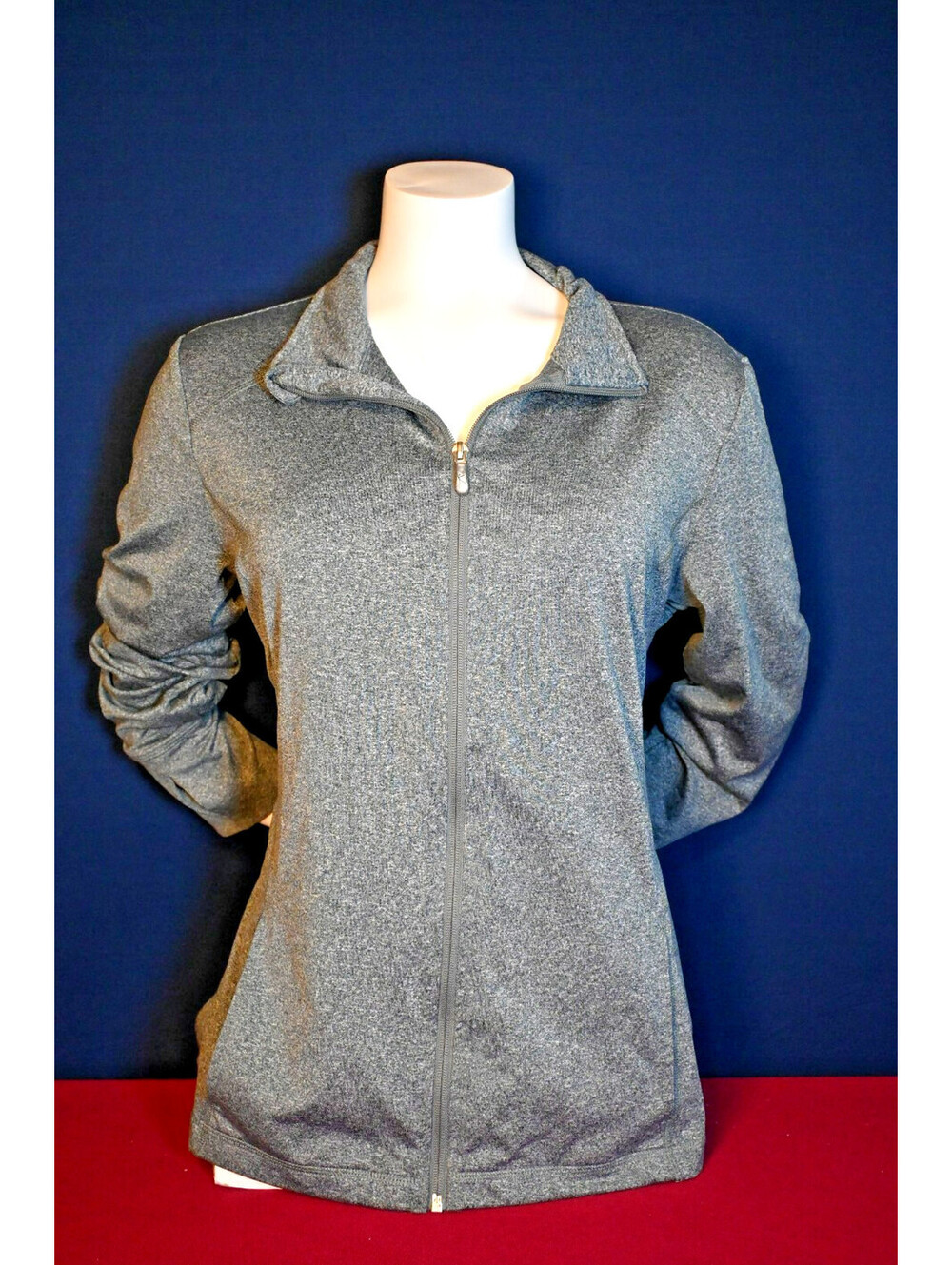 Danskin Now Semi Fitted Athletic Jacket Womens L (12-14) Gray Space Dye Full Zip